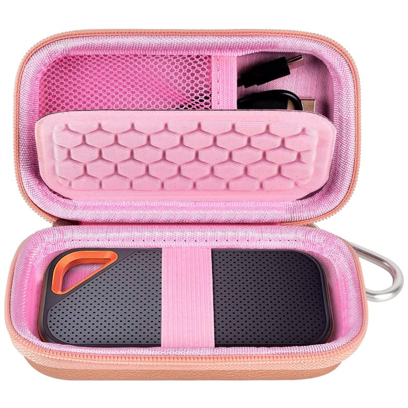 GWCASE حافظة صلبة متوافقة مع SanDisk Extreme PRO 500GB 1TB 2TB 4TB SSD خارجي محمول. حاملة سفر لمحرك الحالة الصلبة Crucial X8 (صندوق فقط) - وردي ذهبي - Image 1